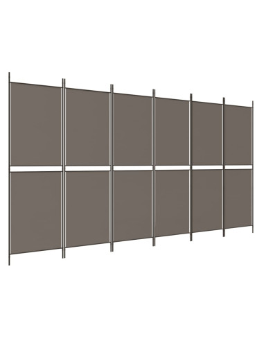 Divisorio a 6 Pannelli Antracite 300x200 cm Tessuto