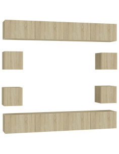Set di Mobili Porta TV 8 pz Rovere Sonoma in Legno Multistrato