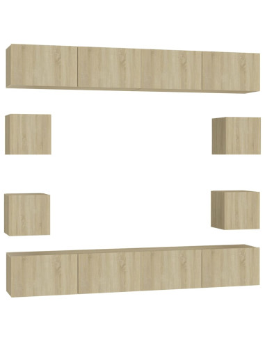Set di Mobili Porta TV 8 pz Rovere Sonoma in Legno Multistrato