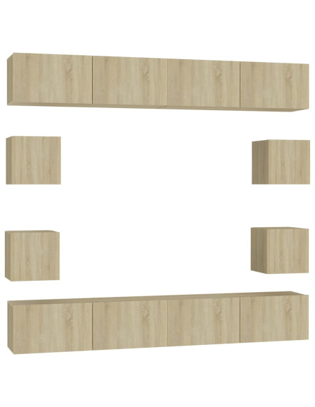 Set di Mobili Porta TV 8 pz Rovere Sonoma in Legno Multistrato