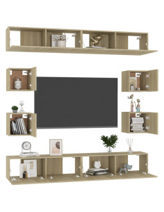 Set di Mobili Porta TV 8 pz Rovere Sonoma in Legno Multistrato 2
