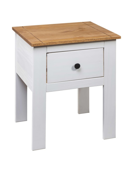 Comodino Bianco 46x40x57 cm in Legno di Pino Panama Range