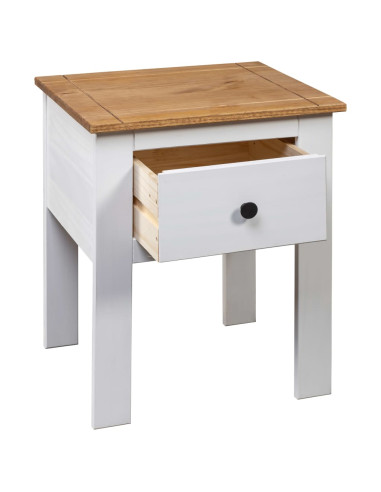 Comodino Bianco 46x40x57 cm in Legno di Pino Panama Range