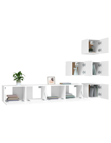 Mobile Porta TV a Parete Bianco in Legno Multistrato