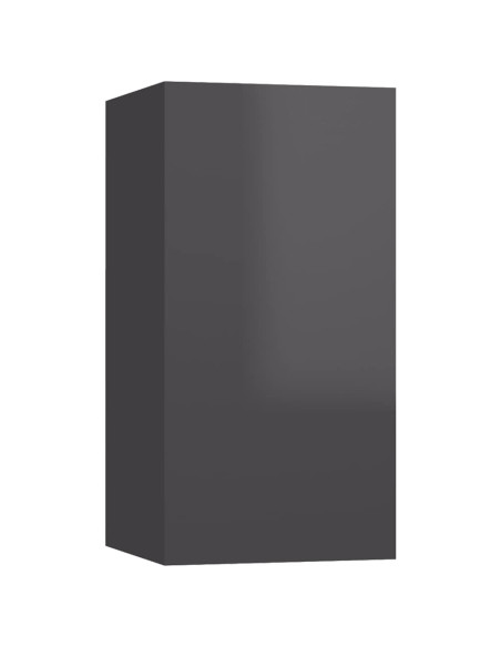 Mobili TV 2pz Grigio Lucido 30,5x30x60 cm Legno Multistrato