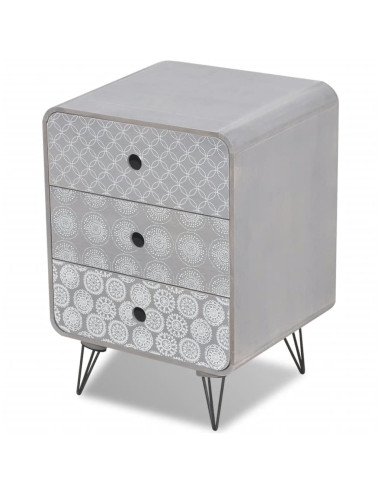 Armadietto Laterale con 3 Cassetti Grigio