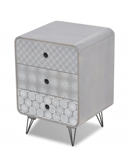 Armadietto Laterale con 3 Cassetti Grigio