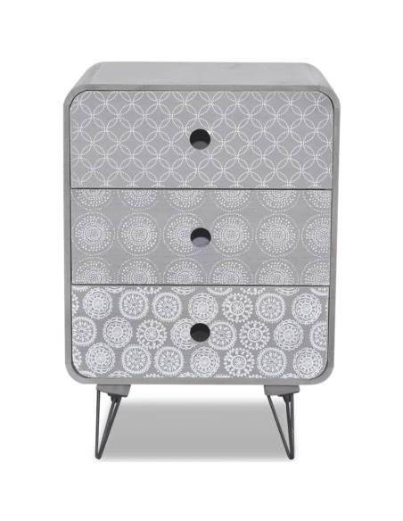 Armadietto Laterale con 3 Cassetti Grigio