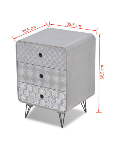 Armadietto Laterale con 3 Cassetti Grigio