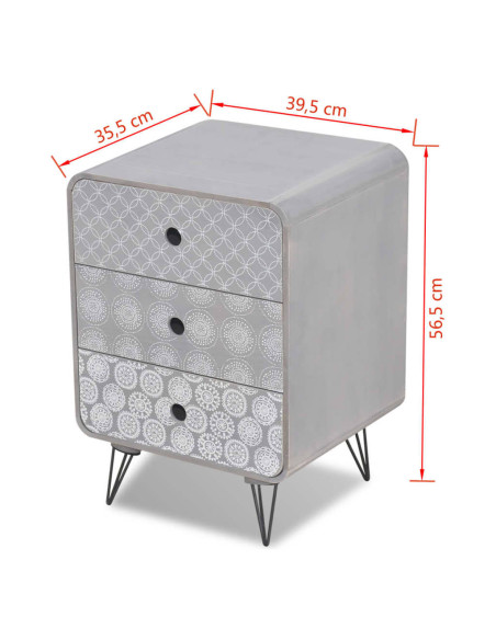 Armadietto Laterale con 3 Cassetti Grigio