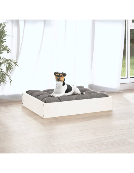Cuccia per Cani Bianca 51,5x44x9 cm in Legno Massello di Pino
