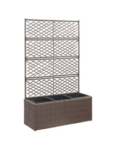 Leto Rialzato Traliccio 3 Vasi 83x30x130 cm Polyrattan Marrone