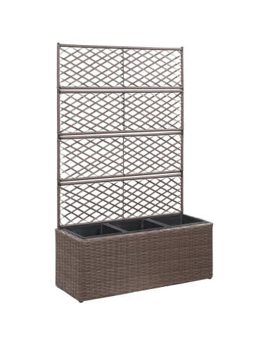 Leto Rialzato Traliccio 3 Vasi 83x30x130 cm Polyrattan Marrone