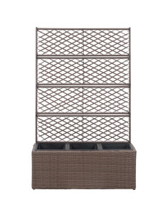 Leto Rialzato Traliccio 3 Vasi 83x30x130 cm Polyrattan Marrone 2