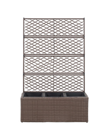 Leto Rialzato Traliccio 3 Vasi 83x30x130 cm Polyrattan Marrone