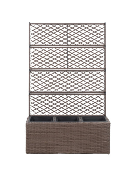 Leto Rialzato Traliccio 3 Vasi 83x30x130 cm Polyrattan Marrone
