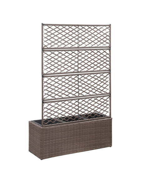 Leto Rialzato Traliccio 3 Vasi 83x30x130 cm Polyrattan Marrone
