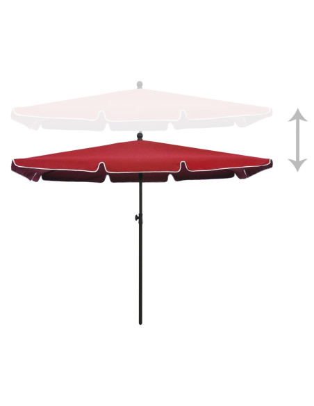 Ombrellone da Giardino con Palo 210x140 cm Rosso Bordò