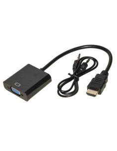 ADATTATORE LINK HDMI TO VGA M/F, 0,15MT, CON AUDIO MINI JACK 3,5 mm, NERO, LKADAT10