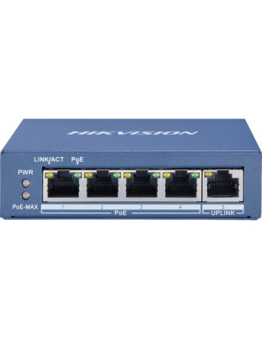 HIKVISION SWITCH 4 PORT GIGABIT UNMANAGED POE SWITCH  1 GIGABIT RJ45 UPLINK PORT, 802.3AF/AT, POE PO