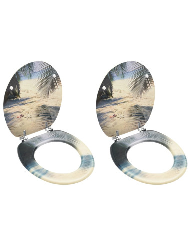 Tavolette WC con Coperchi 2 pz in MDF Design Spiaggia