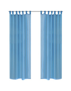Tenda Trasparente Colore Turchese 140 x 175 cm 2 pezzi