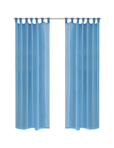 Tenda Trasparente Colore Turchese 140 x 175 cm 2 pezzi