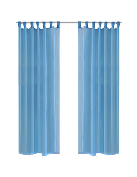 Tenda Trasparente Colore Turchese 140 x 175 cm 2 pezzi