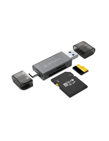 MULTICARD READER ATLANTIS P005-CR32 ALL-IN-1 ESTERNO USB3.0+USB-C SDXC/SDHC/SD, MMC, RS-MMC, Micro SDXC, TF, Micro SD/SDHC