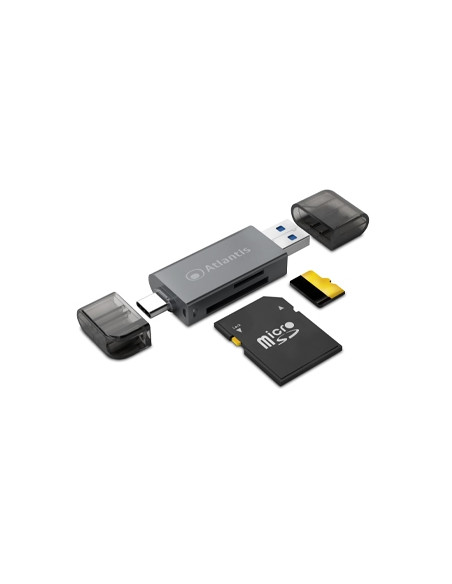 MULTICARD READER ATLANTIS P005-CR32 ALL-IN-1 ESTERNO USB3.0+USB-C SDXC/SDHC/SD, MMC, RS-MMC, Micro SDXC, TF, Micro SD/SDHC