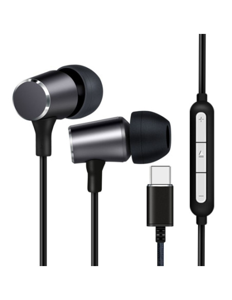 CUFFIA AURICOLARI LINK CON MICROFONO CON CONTROLLO VOLUME CONNETTORE USB-C COLORE NERO, LK10N