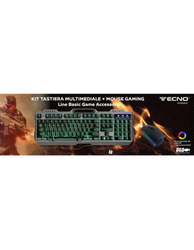 Tecno TC-BG2006 tastiera USB QWERTY Italiano Nero, Grigio