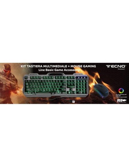 Tecno TC-BG2006 tastiera USB QWERTY Italiano Nero, Grigio