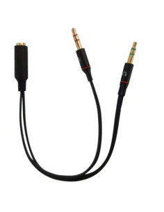 CAVO LINK SDOPPIATORE AUDIO PER CUFFIE CON MICROFONO CON 1 CONNETTORE 3.5" SU SCHEDA AUDIO CON 2 CONNETTORI 3,5MM -LKADAT137