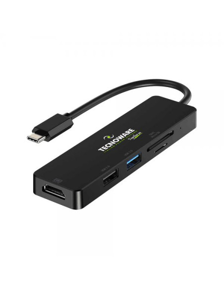 Tecnoware FHUB17693 replicatore di porte e docking station per laptop USB 3.2 Gen 1 (3.1 Gen 1) Type-C Nero