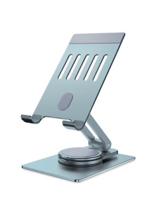 SUPPORTO SOLLEVA SMARTPHONE/TABLET ATLANTIS P022-SS01-AGP ALTEZZA ED INCLINAZIONE REGOLABILE BASE GIREVOLE 360° ALLUMINIO