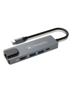 MINI DOCKING ATLANTIS A04-TC_LANHD+PU IN: 1xUSB-C OUT: 1xHDMI 1.4 1xGigabit Lan 2xUSB3.0 1xUSB-C 1920x1080@60Hz 18cm