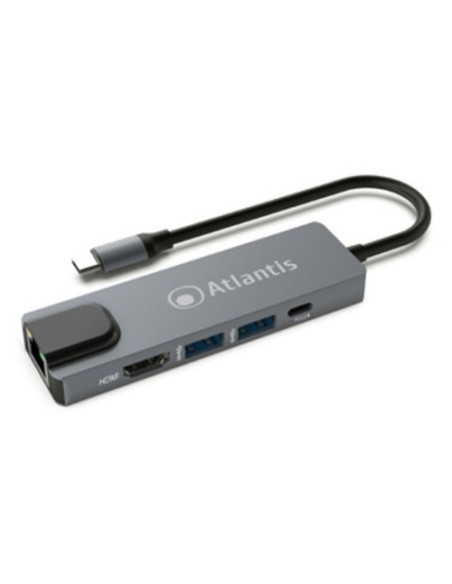 MINI DOCKING ATLANTIS A04-TC_LANHD+PU IN: 1xUSB-C OUT: 1xHDMI 1.4 1xGigabit Lan 2xUSB3.0 1xUSB-C 1920x1080@60Hz 18cm