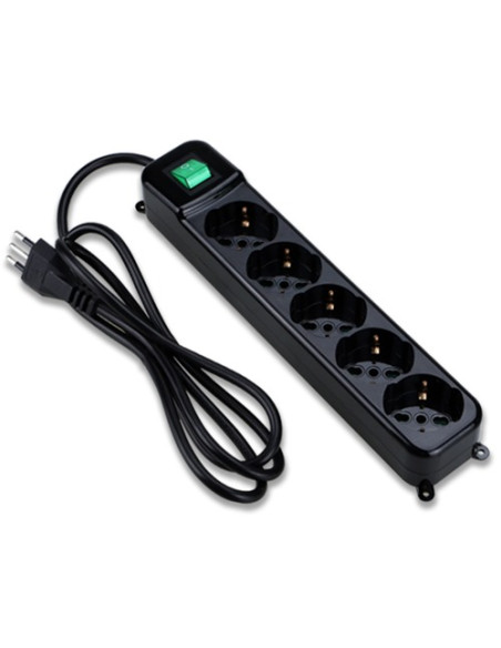 MULTIPRESA TECNOWARE 5 POSTI inclinati 45° Tipo Schuko/Italia 10/16A, + INTERRUTTORE Spina Ingresso Italia,Nera FMP5IIG