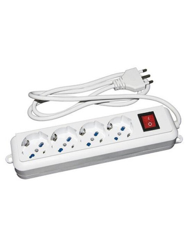 MULTIPRESA LINK 4 PRESE UNIVERSALI ITA/SCHUKO 10/16 A - SPINA 16 A CON INTERRUTTORE LKMP04