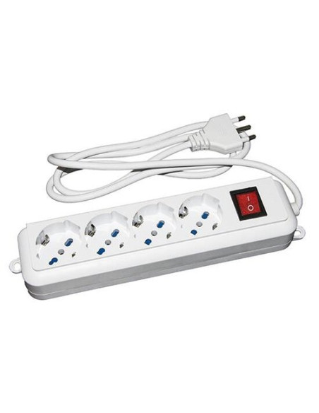 MULTIPRESA LINK 4 PRESE UNIVERSALI ITA/SCHUKO 10/16 A - SPINA 16 A CON INTERRUTTORE LKMP04