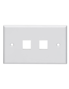 Placca  utente a due fori autoportanti RJ45 KEYSTONE a montaggio orizzontale e/o verticale plastica ABS