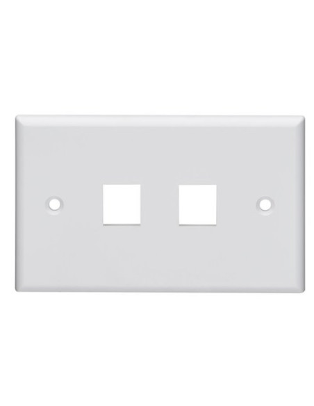 Placca  utente a due fori autoportanti RJ45 KEYSTONE a montaggio orizzontale e/o verticale plastica ABS