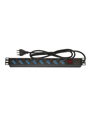 MULTIPRESA LINK PER RACK 19" 8 PRESE UNIVERSALI CON INTERRUTTORE LUMINOSO SPINA ITALIANA 16A LK10051