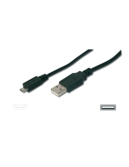 CAVO DIGITUS USB 2.0 A TO USB MICRO B, M-M, 1MT, SCHERMATO,NERO, AK112001