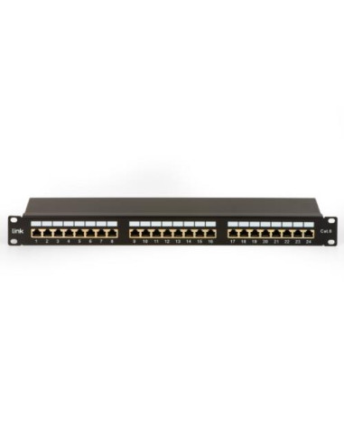 PATCH PANEL 19'' LINK SCHERMATO 24 PORTE RJ45 PER RETI CATEGORIA 6 - 1 UNITA' NERO - LKP624S