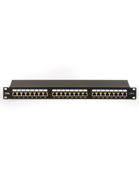 PATCH PANEL 19'' LINK SCHERMATO 24 PORTE RJ45 PER RETI CATEGORIA 6 - 1 UNITA' NERO - LKP624S