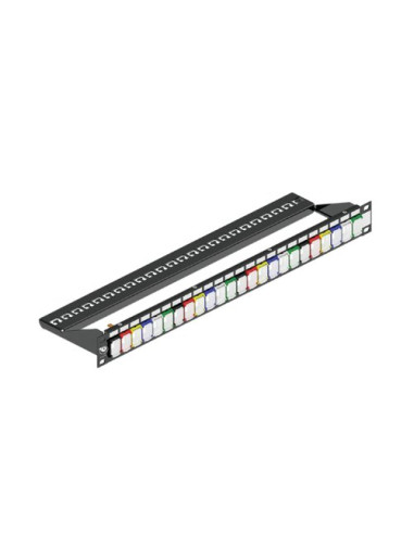 Pannello di permutazione lineare 24p RJ45 Keystone Jack con passacavo posteriore 1U Rack 19" nero Patch Panel - vuoto