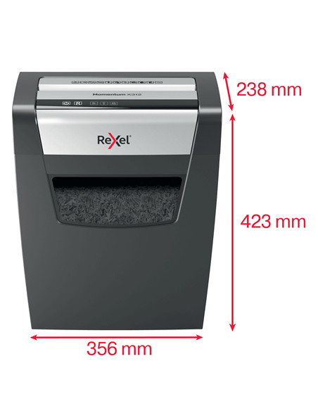 Rexel Momentum X312 distruggi documenti Taglio a particelle 62 dB Nero, Grigio