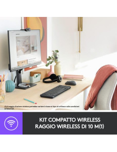 Logitech MK220 Combo Tastiera e Mouse Wireless Compatti per Windows, 2,4 GHz Wireless con Ricevitore USB Unifying, Durata Batter 2